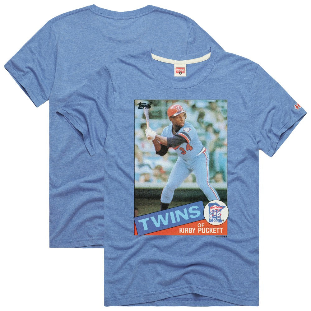 MLB Kirby Puckett Minnesota Twins Homage 1985 Topps Baseball Card Player Tri-Blend T-Shirt