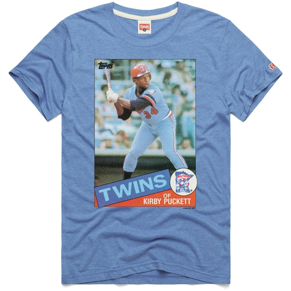 MLB Kirby Puckett Minnesota Twins Homage 1985 Topps Baseball Card Player Tri-Blend T-Shirt