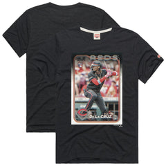 MLB Elly De La Cruz Cincinnati Reds Homage 2024 Topps Baseball Card Player Tri-Blend T-Shirt