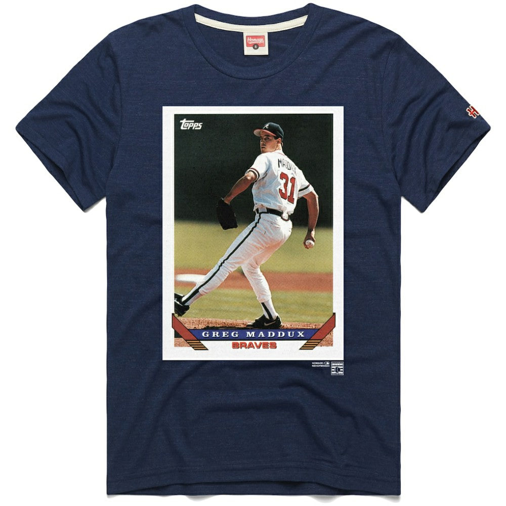 MLB Greg Maddux Atlanta Braves Homage 1993 Topps Baseball Card Player T-Shirt