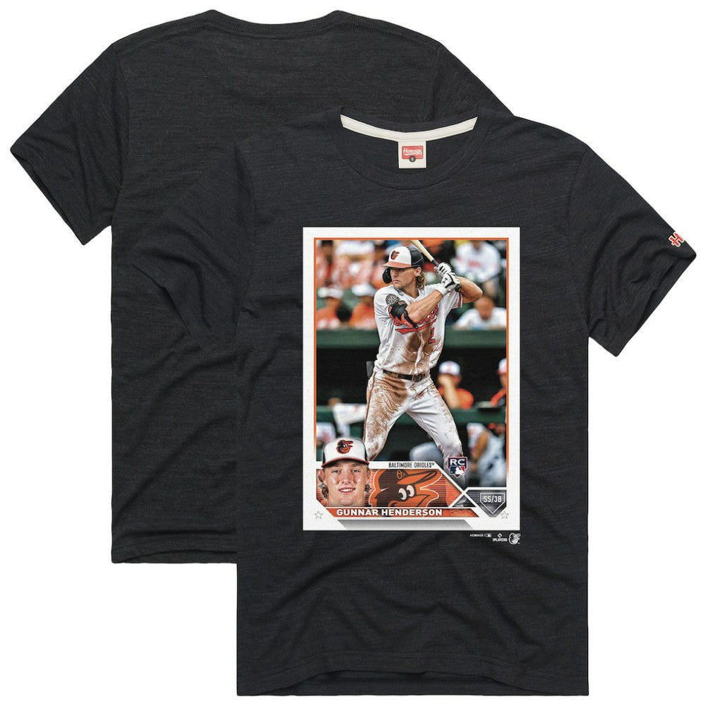 MLB Gunnar Henderson Baltimore Orioles Homage 2023 Topps Baseball Card Player T-Shirt