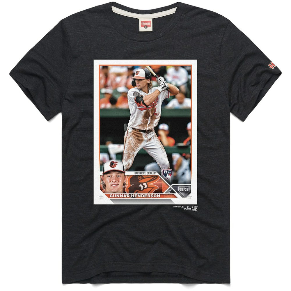 MLB Gunnar Henderson Baltimore Orioles Homage 2023 Topps Baseball Card Player T-Shirt