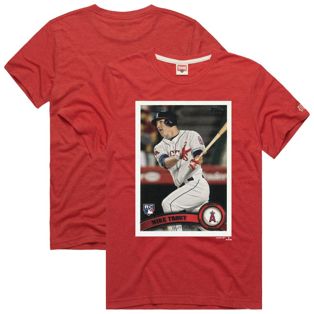 MLB Mike Trout Los Angeles Angels Homage 2011 Topps Baseball Card Player T-Shirt