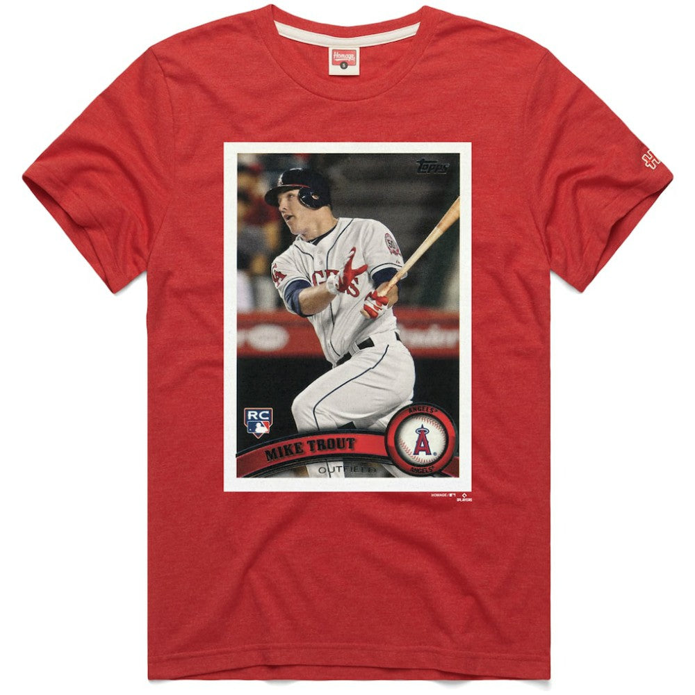 MLB Mike Trout Los Angeles Angels Homage 2011 Topps Baseball Card Player T-Shirt