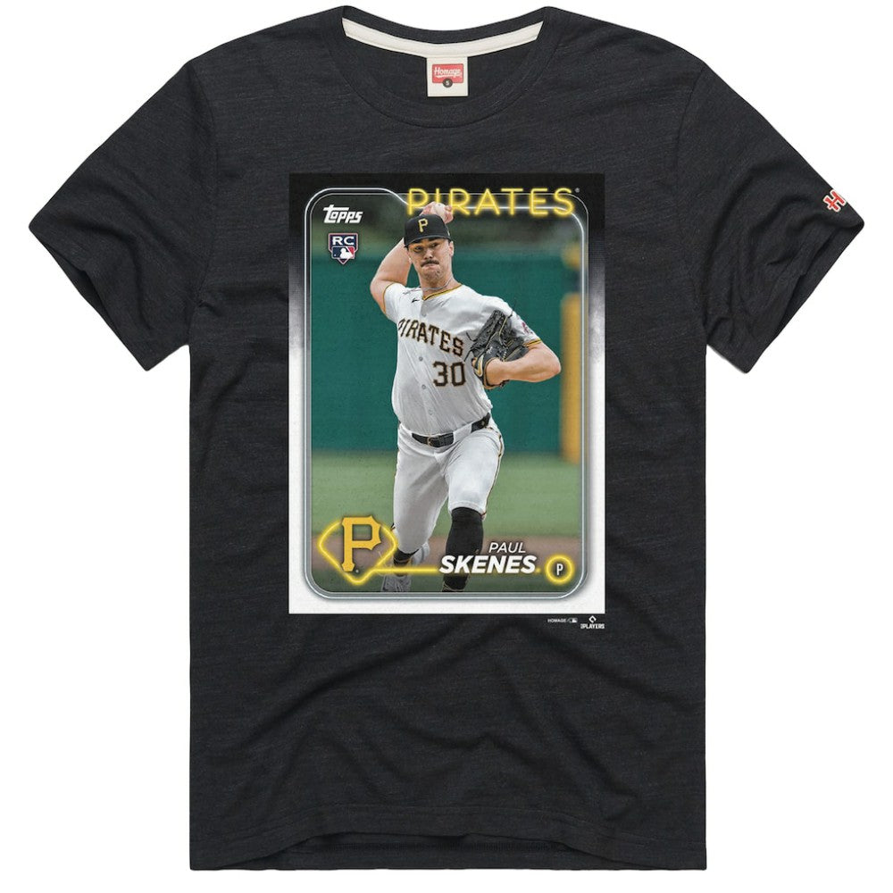 MLB Paul Skenes Pittsburgh Pirates Homage 2024 Topps Baseball Card Player Tri-Blend T-Shirt