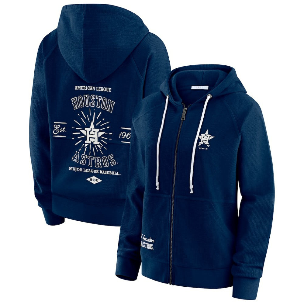 MLB Houston Astros WEAR by Erin Andrews Women's Vintage Full-Zip Raglan Hoodie
