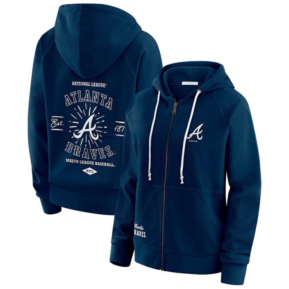 MLB Atlanta Braves WEAR by Erin Andrews Women's Vintage Full-Zip Raglan Hoodie