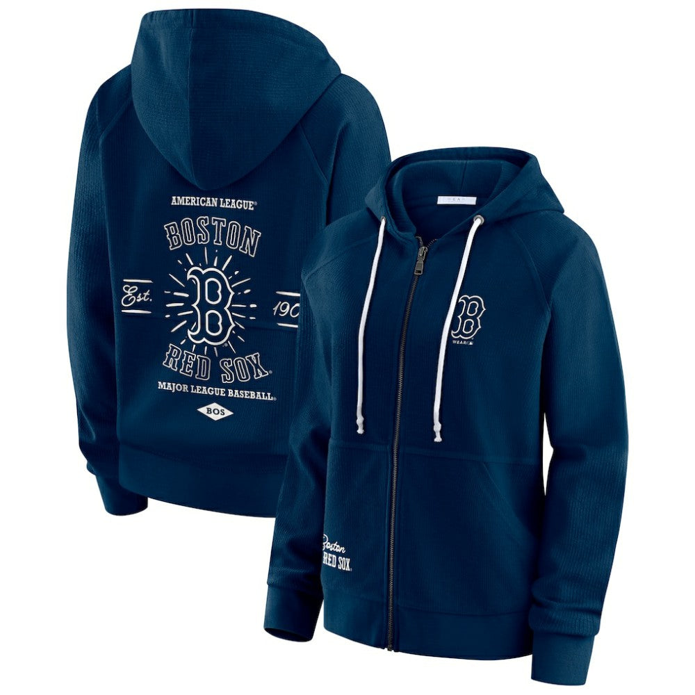 MLB Boston Red Sox WEAR by Erin Andrews Women's Vintage Full-Zip Raglan Hoodie