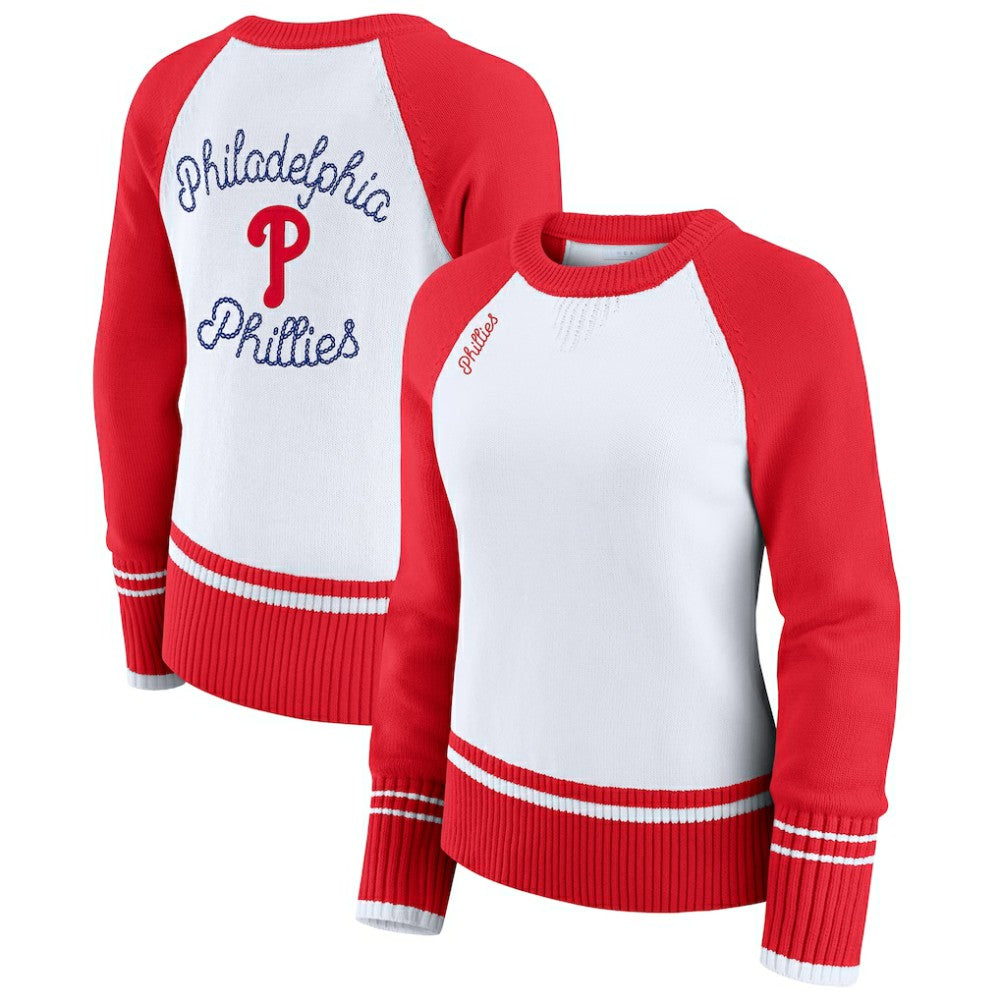 MLB Philadelphia Phillies WEAR by Erin Andrews Women's Colorblock Raglan Sweater