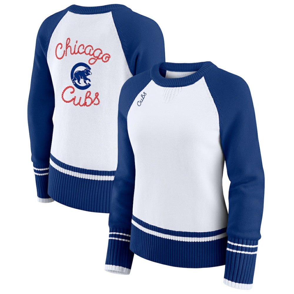 MLB Chicago Cubs WEAR by Erin Andrews Women's Colorblock Raglan Sweater