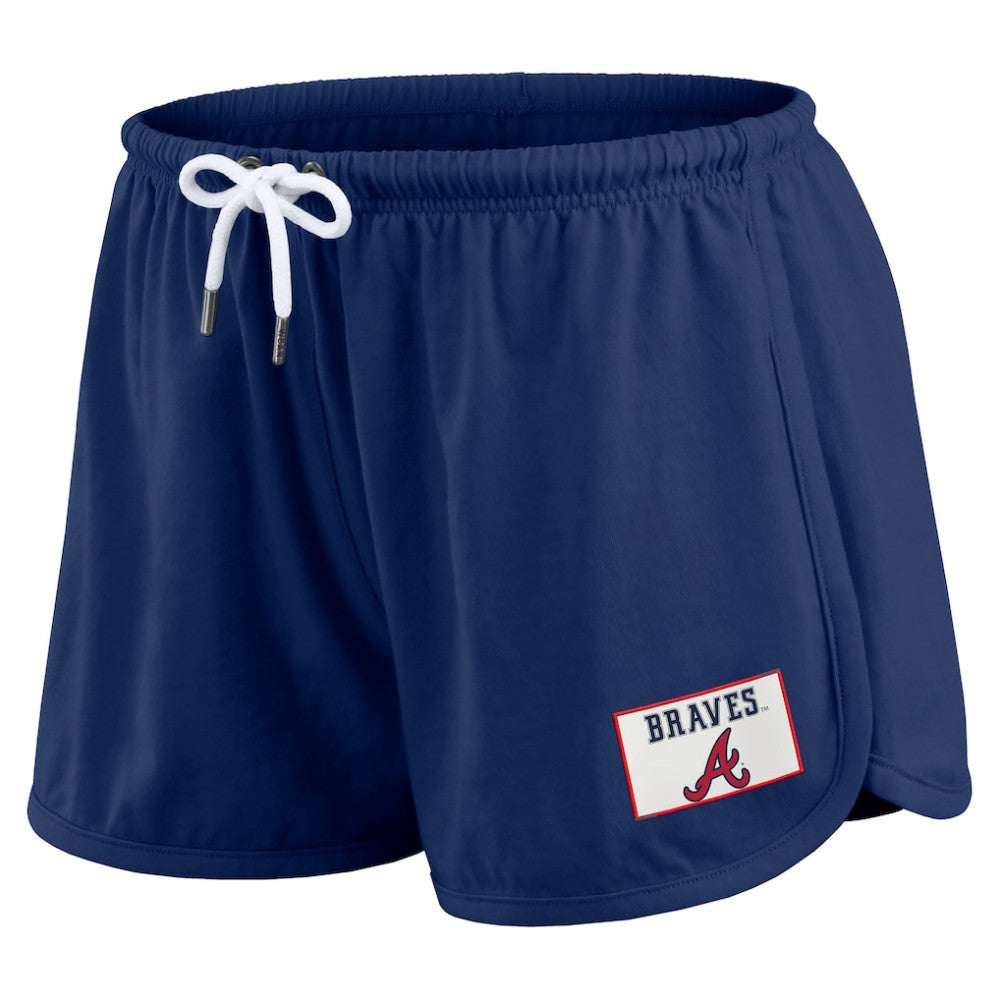 MLB Atlanta Braves WEAR by Erin Andrews Women's Heavy Rugby Jersey Cropped Long Sleeve T-Shirt & Shorts Lounge Set