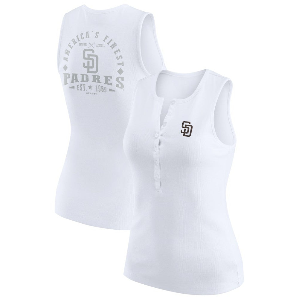 MLB San Diego Padres WEAR by Erin Andrews Women's Rib-Knit Henley Tank Top