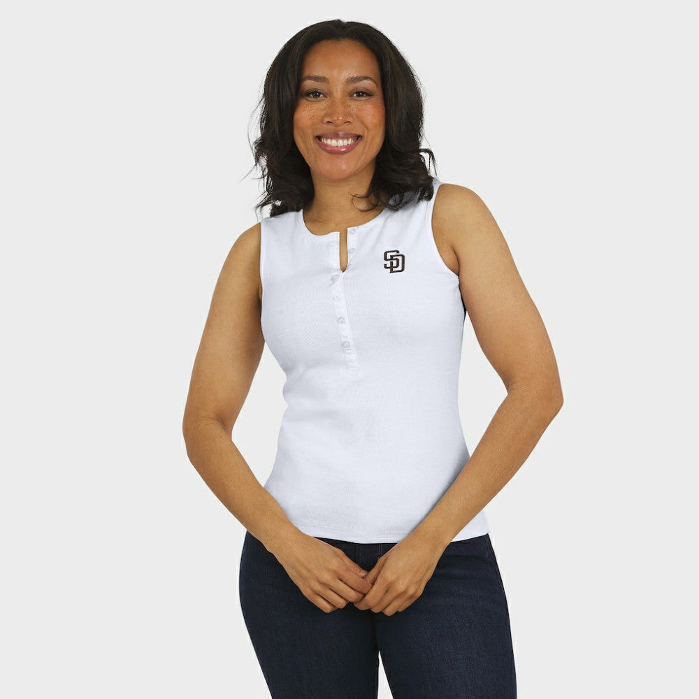 MLB San Diego Padres WEAR by Erin Andrews Women's Rib-Knit Henley Tank Top