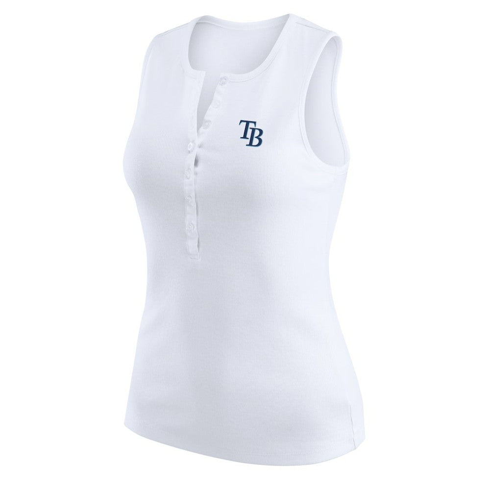 MLB Tampa Bay Rays WEAR by Erin Andrews Women's Rib-Knit Henley Tank Top