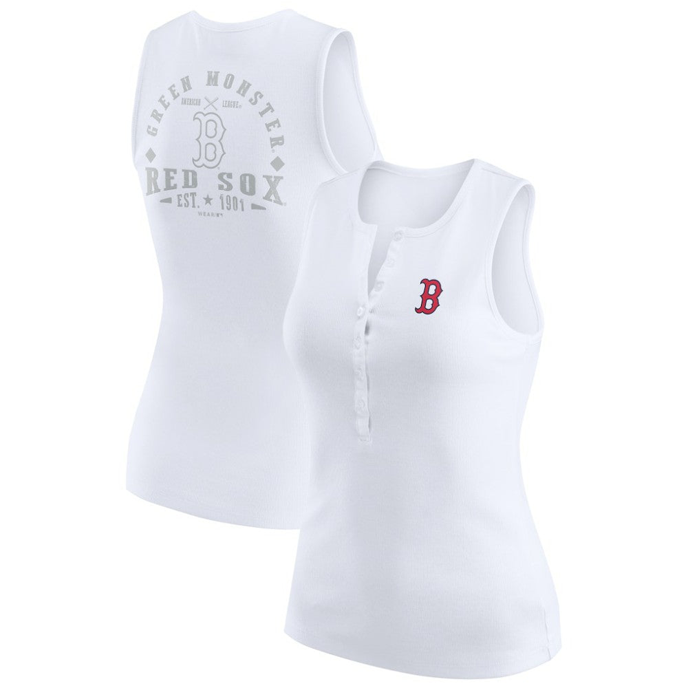 MLB Boston Red Sox WEAR by Erin Andrews Women's Rib-Knit Henley Tank Top