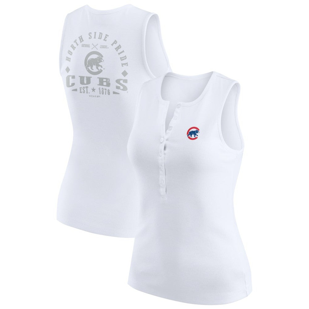 MLB Chicago Cubs WEAR by Erin Andrews Women's Rib-Knit Henley Tank Top