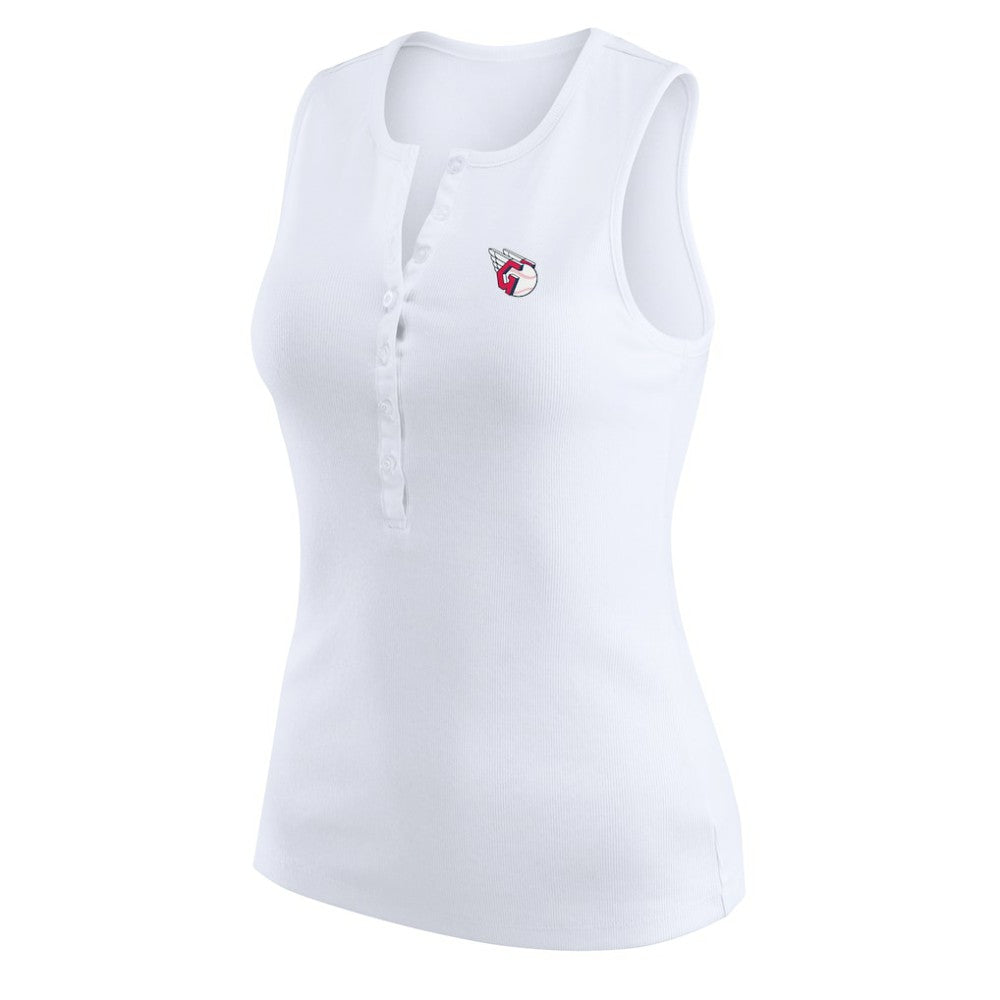 MLB Cleveland Guardians WEAR by Erin Andrews Women's Rib-Knit Henley Tank Top