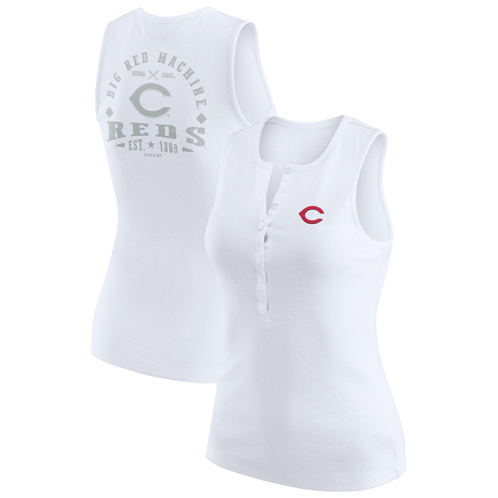 MLB Cincinnati Reds WEAR by Erin Andrews Women's Rib-Knit Henley Tank Top