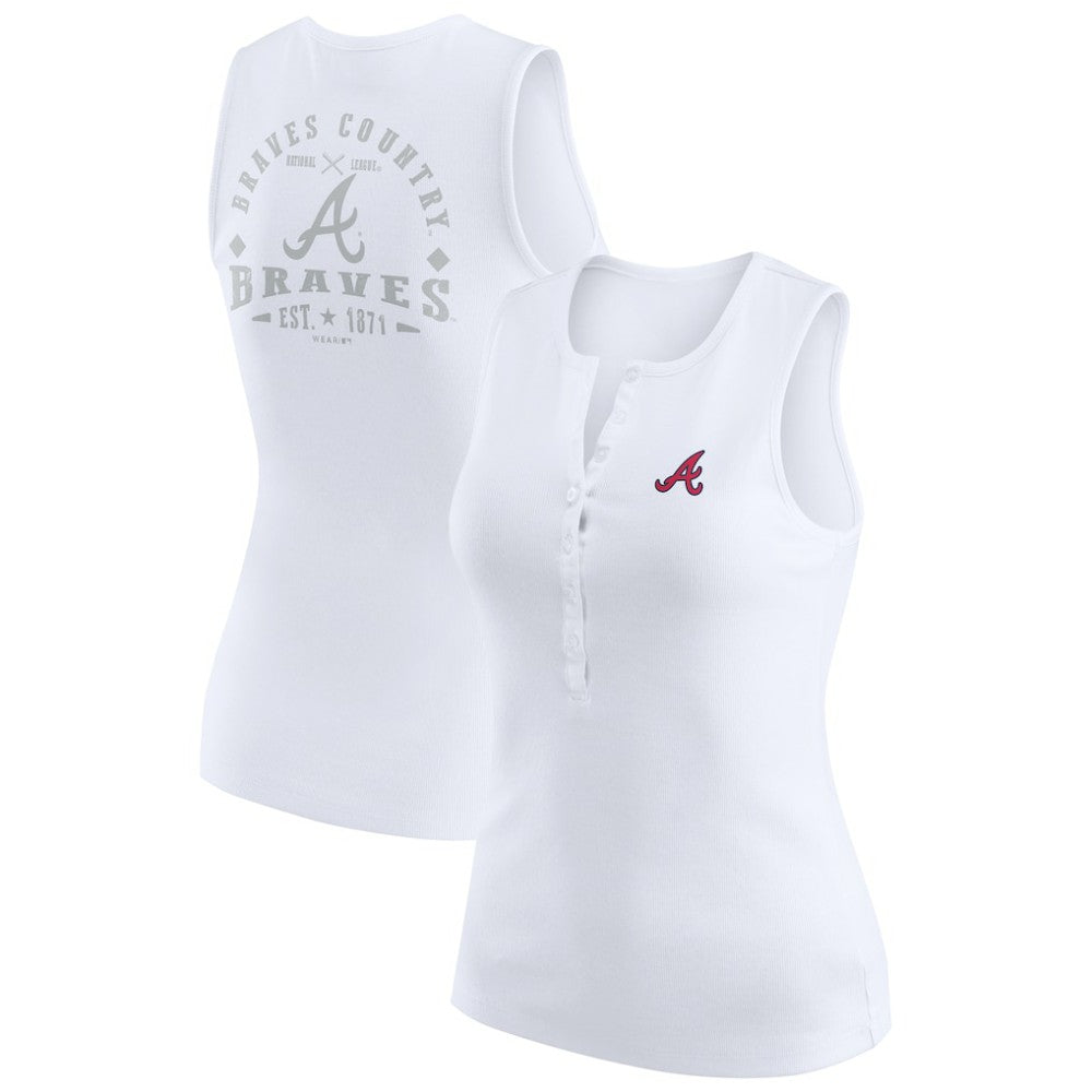 MLB Atlanta Braves WEAR by Erin Andrews Women's Rib-Knit Henley Tank Top