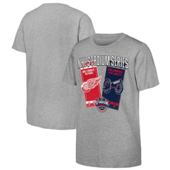 NHL Heather Gray Youth 2025 NHL Stadium Series Columbus Blue Jackets vs. Detroit Red Wings Matchup T-Shirt