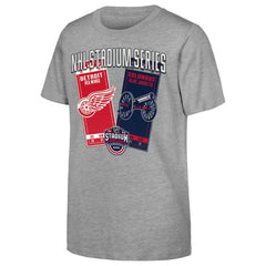 NHL Heather Gray Youth 2025 NHL Stadium Series Columbus Blue Jackets vs. Detroit Red Wings Matchup T-Shirt