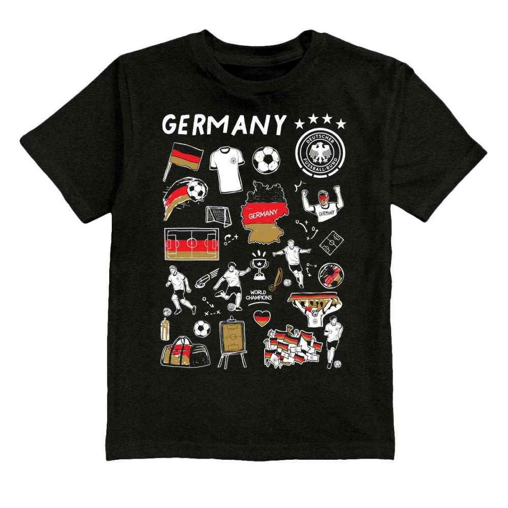 Germany National Team Vive La Fete Youth Impressions Artwork T-Shirt -  Black
