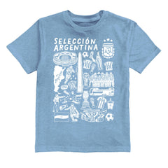 Argentina National Team Vive La Fete Youth Impressions Artwork T-Shirt -  Light Blue