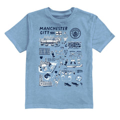 Manchester City Vive La Fete Youth Impressions Artwork T-Shirt -  Sky Blue