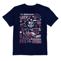 Barcelona Vive La Fete Youth Impressions Artwork T-Shirt -  Navy