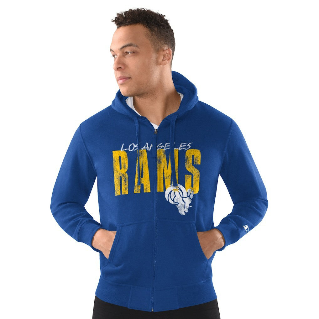 Starter Distressed Classic Full-Zip Hoodie - Los Angeles Rams