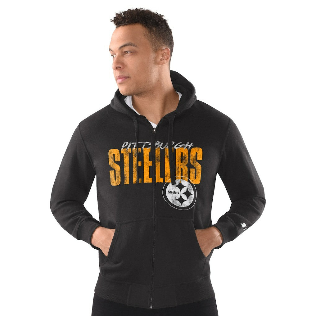 Starter Distressed Classic Full-Zip Hoodie - Pittsburgh Steelers