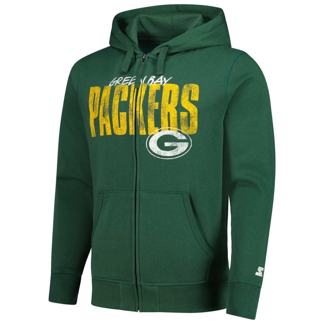 Starter Distressed Classic Full-Zip Hoodie - Green Bay Packers