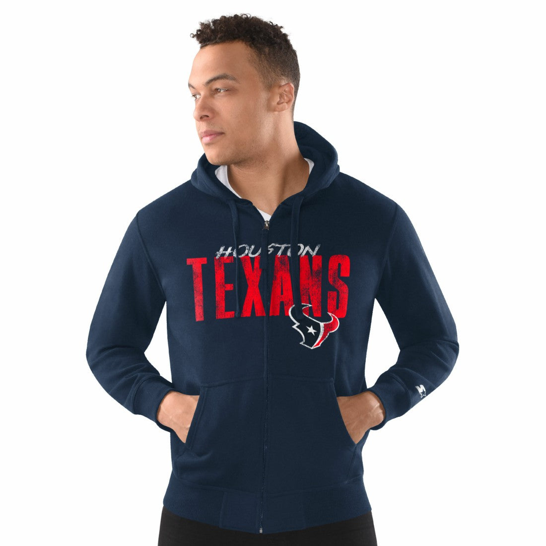Starter Distressed Classic Full-Zip Hoodie - Houston Texans