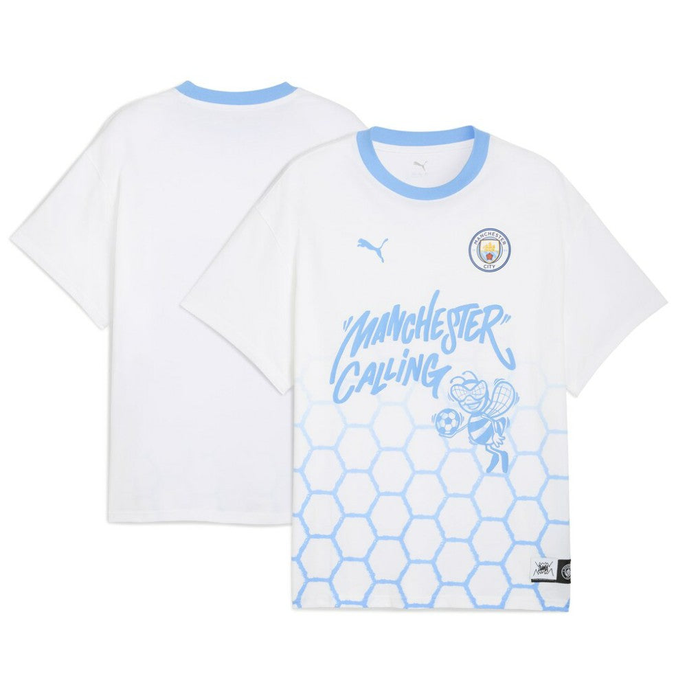 Manchester City 2025 FIFA Club World Cup Hoops T-Shirt - Puma White