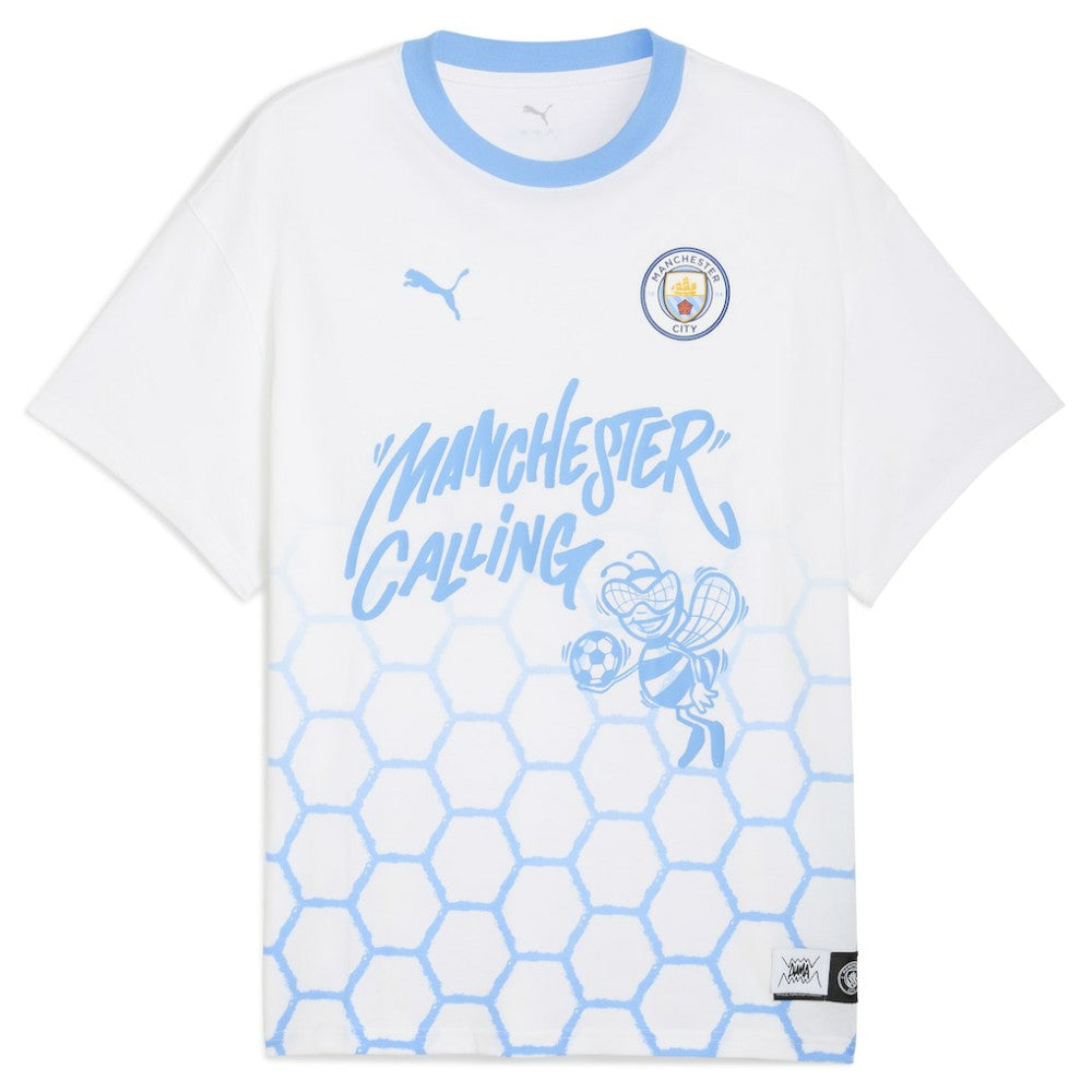 Manchester City 2025 FIFA Club World Cup Hoops T-Shirt - Puma White