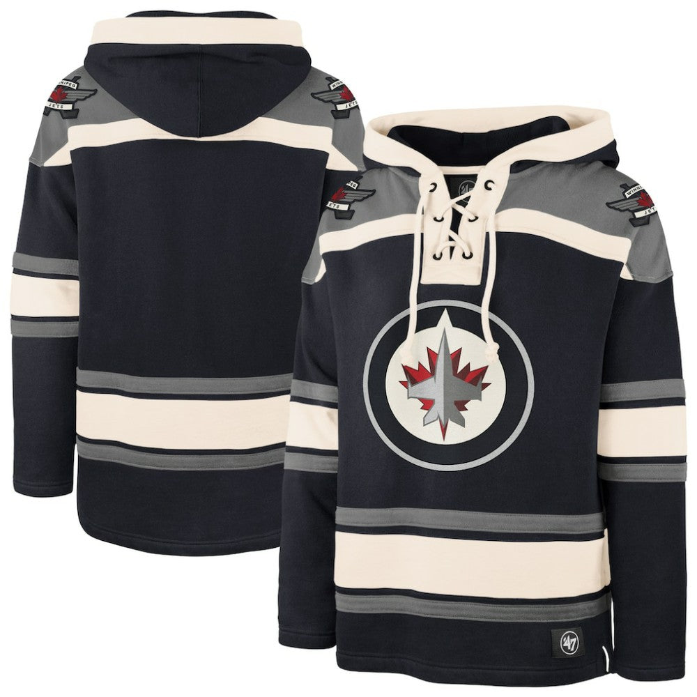 NHL Navy Winnipeg Jets '47 Superior Lacer Hoodie