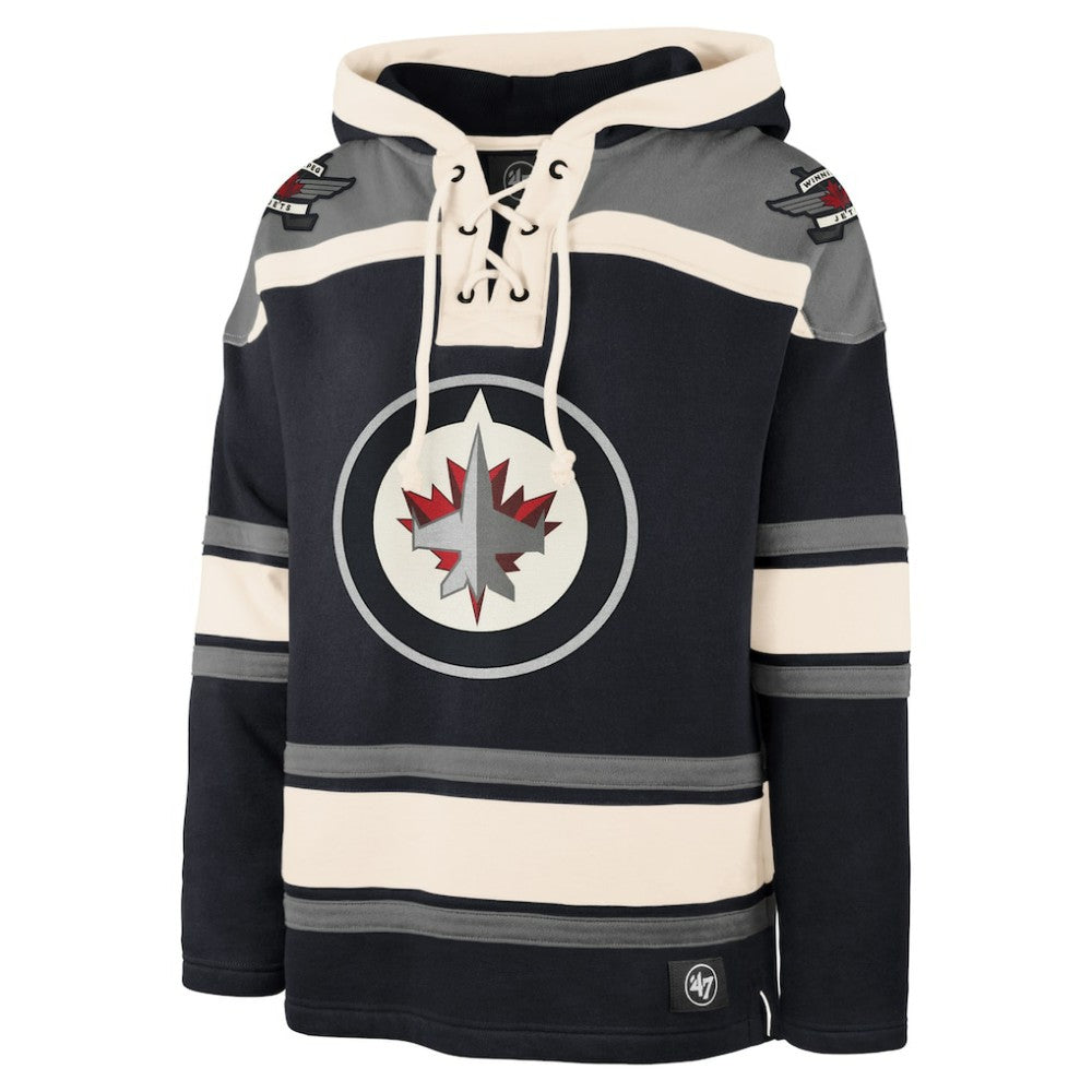 NHL Navy Winnipeg Jets '47 Superior Lacer Hoodie