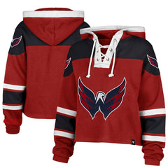 NHL Red Washington Capitals '47 Women's Cropped Lacer Hoodie