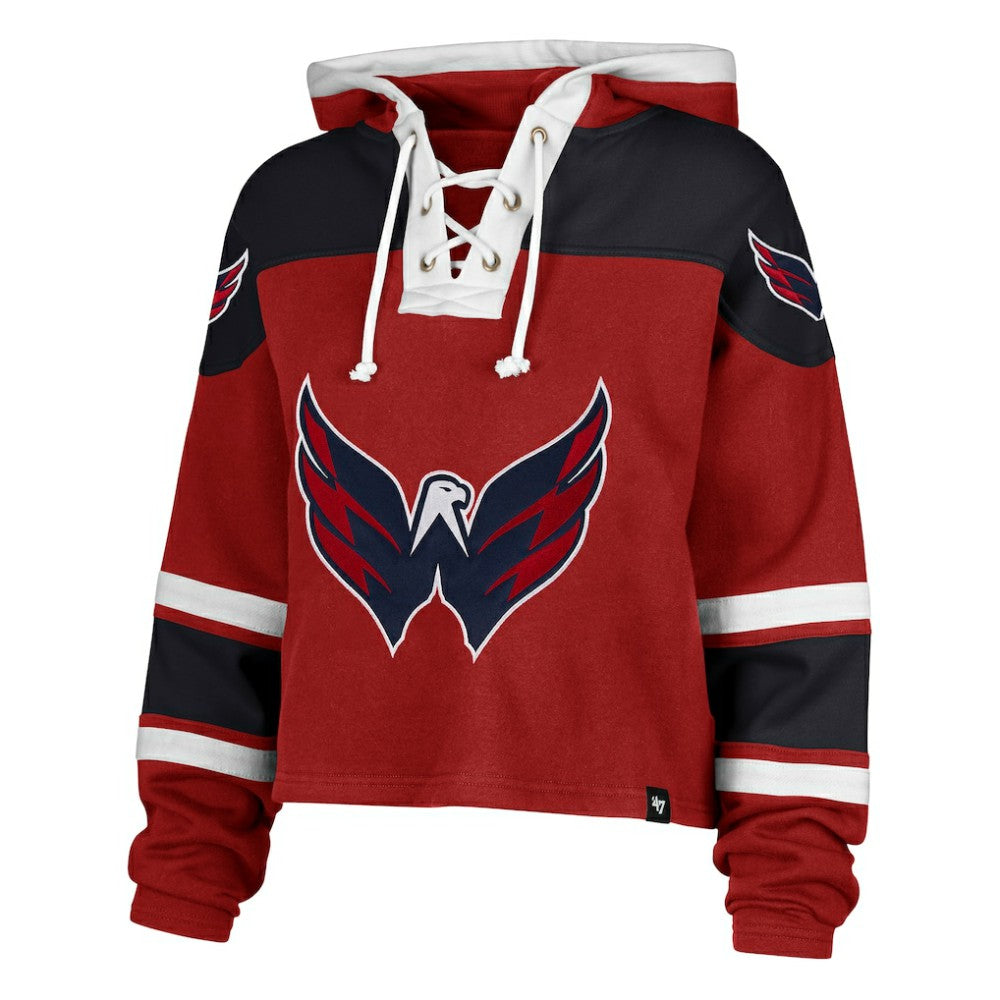 NHL Red Washington Capitals '47 Women's Cropped Lacer Hoodie