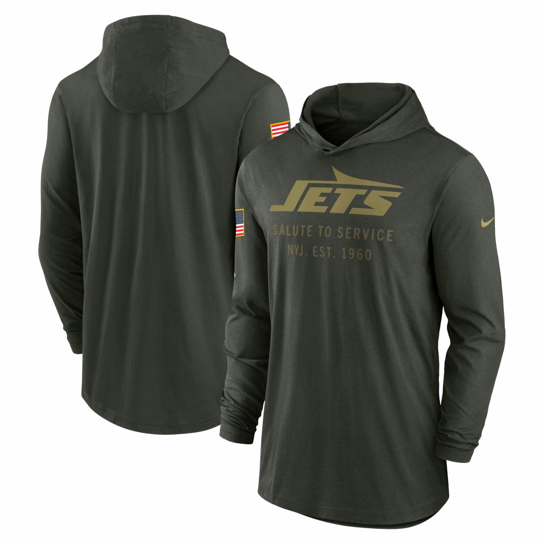 2025 Salute to Service Sideline Dri-FIT Lightweight Hooded Pullover - New York Jets