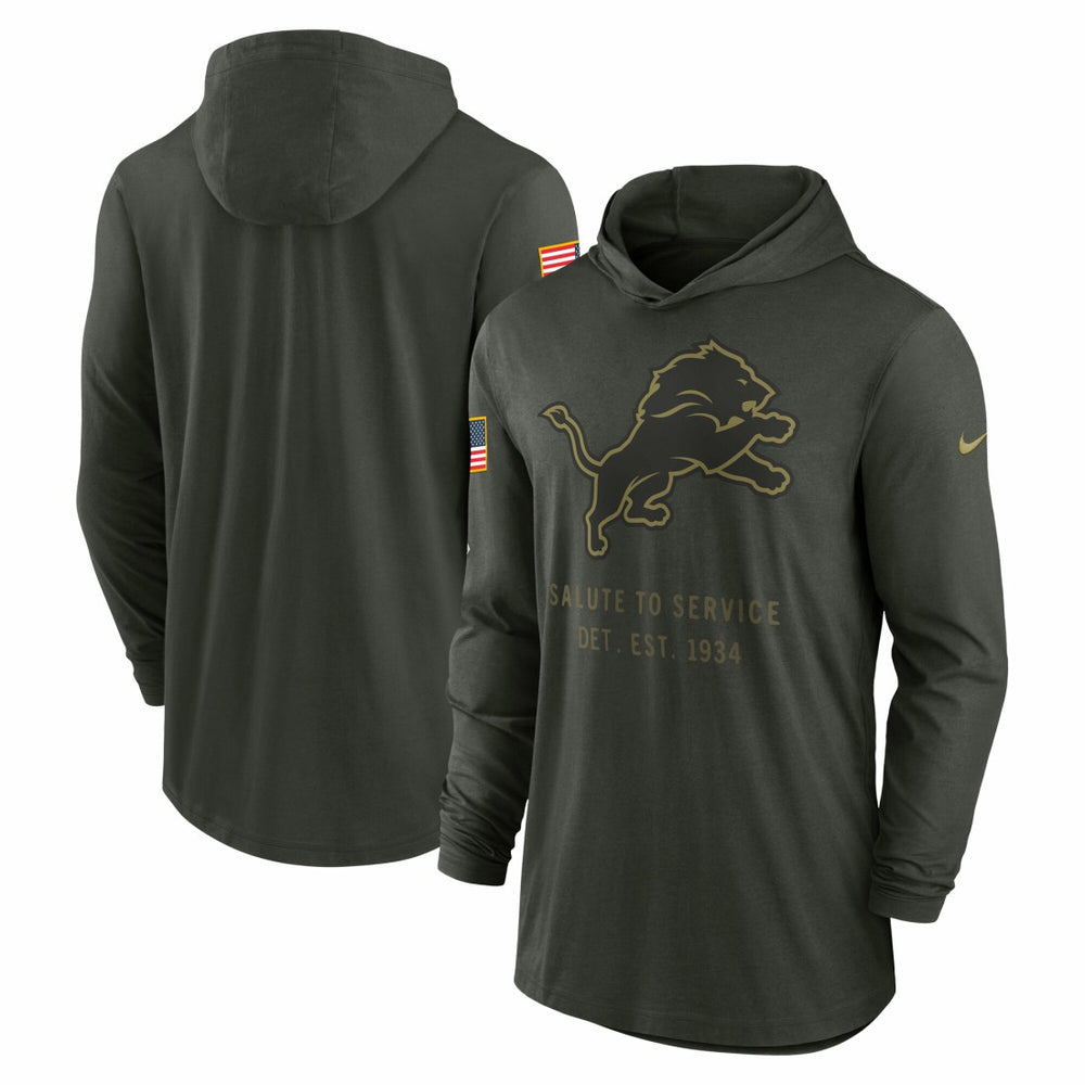 2025 Salute to Service Sideline Dri-FIT Lightweight Hooded Pullover - Detroit Lions