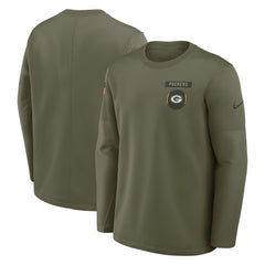 2025 Salute to Service Sideline Coaches Therma-FIT Long Sleeve Shirt - Green Bay Packers