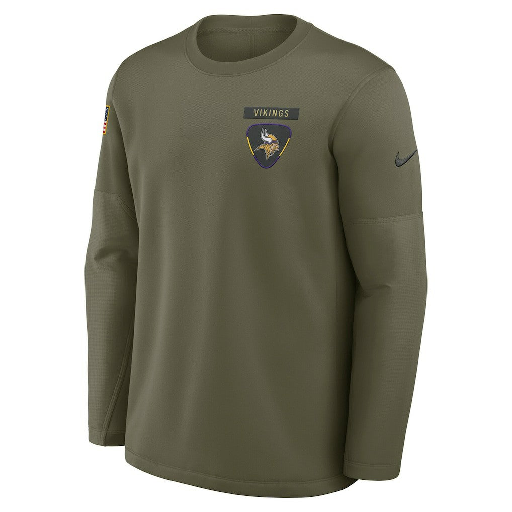 2025 Salute to Service Sideline Coaches Therma-FIT Long Sleeve Shirt - Minnesota Vikings