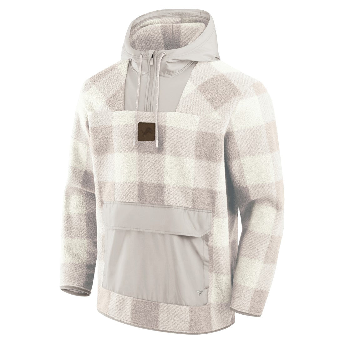 Elements Plaid Polar Fleece Quarter-Zip Hoodie - Detroit Lions