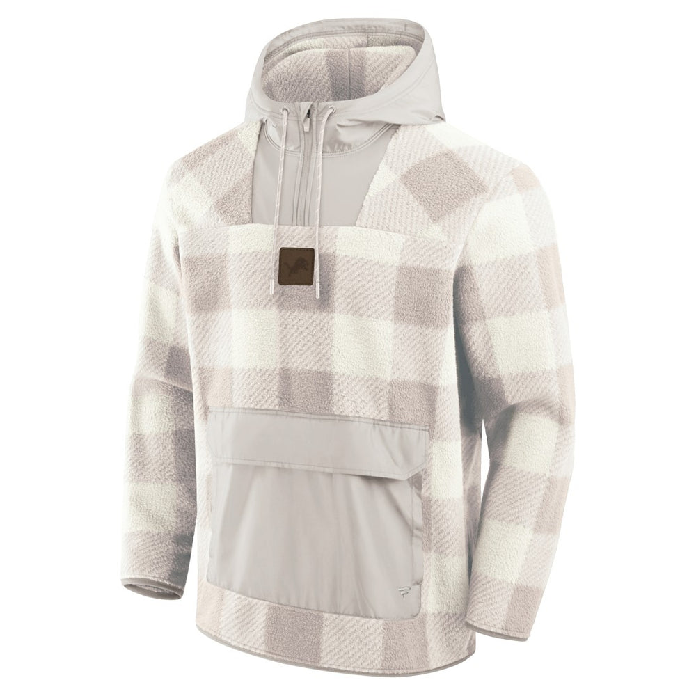 Elements Plaid Polar Fleece Quarter-Zip Hoodie - Detroit Lions