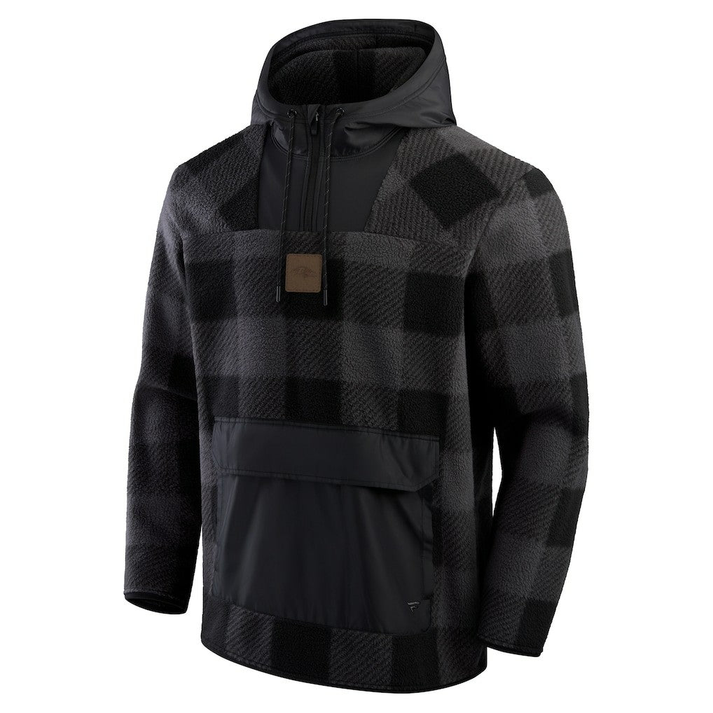 Elements Plaid Polar Fleece Quarter-Zip Hoodie - Baltimore Ravens