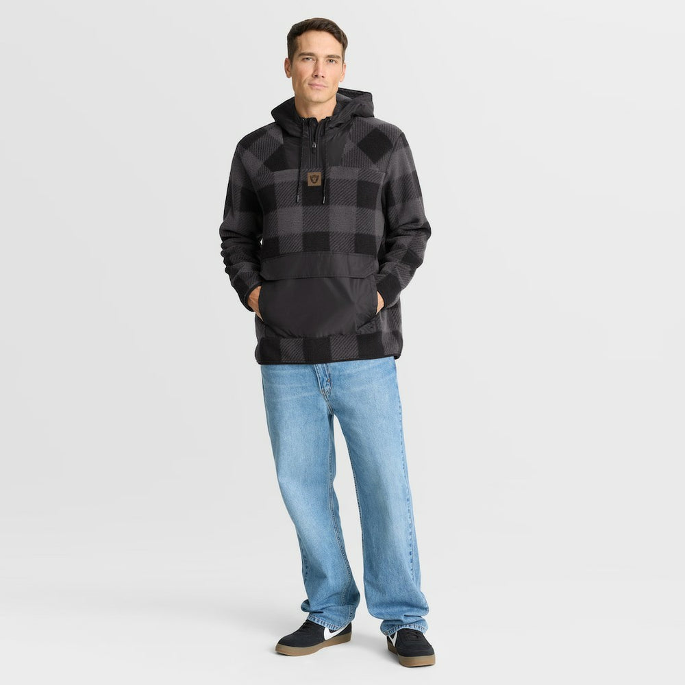 Elements Plaid Polar Fleece Quarter-Zip Hoodie - Las Vegas Raiders