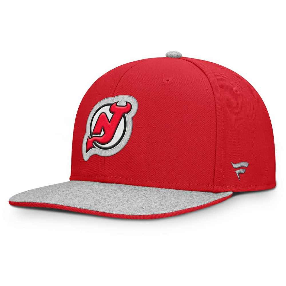 NHL Red New Jersey Devils Fanatics Fundamentals Loden Snapback Hat
