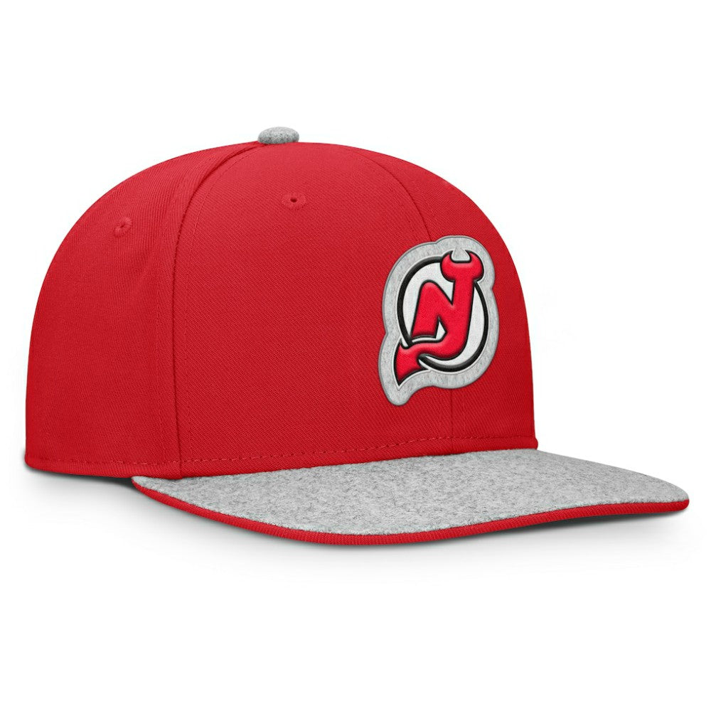 NHL Red New Jersey Devils Fanatics Fundamentals Loden Snapback Hat