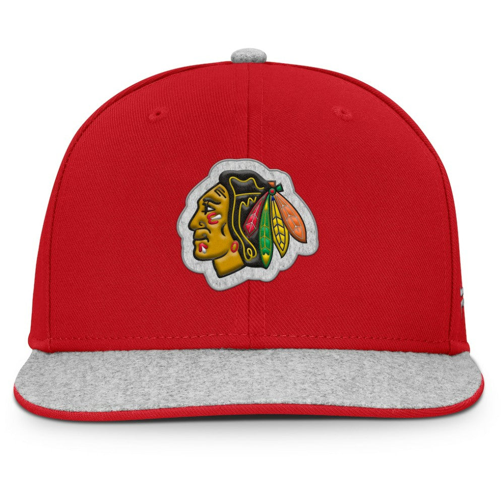 NHL Red Chicago Blackhawks Fanatics Fundamentals Loden Snapback Hat